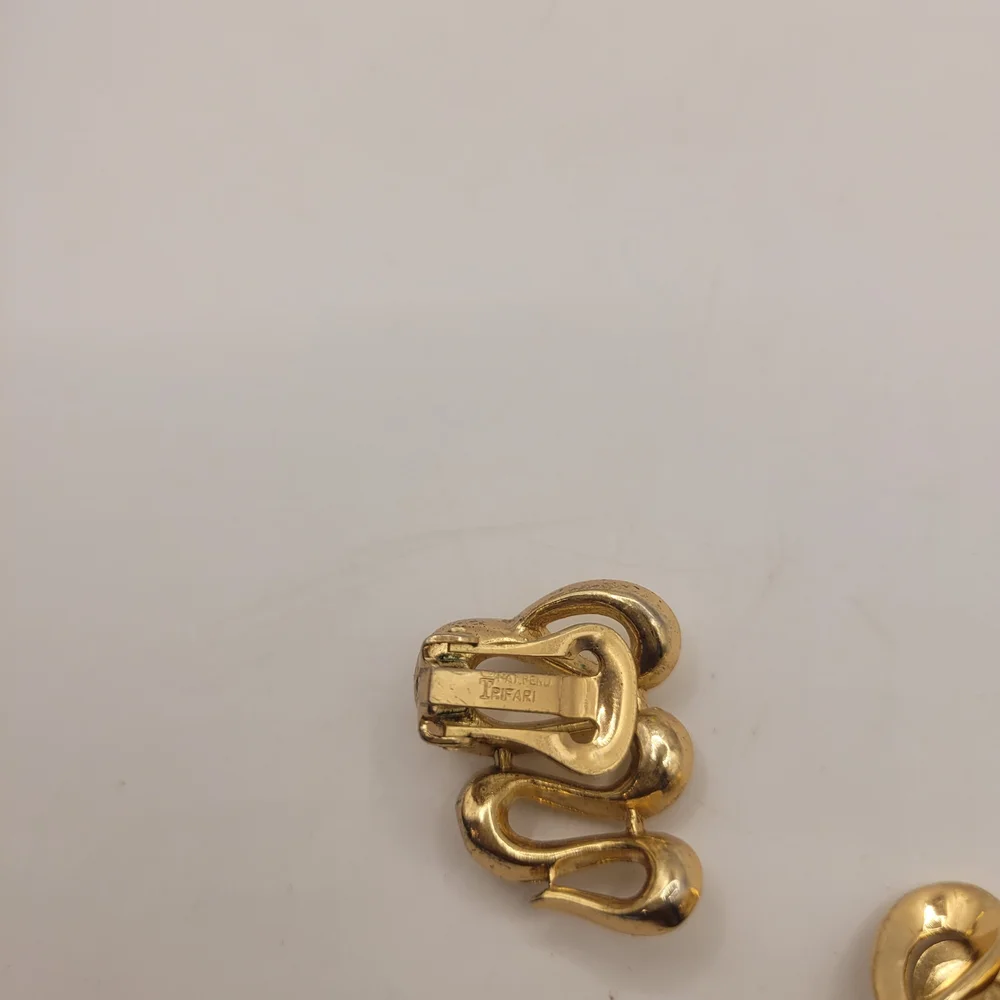 Trifari Spiral Patent Pending Gold Tone Earrings